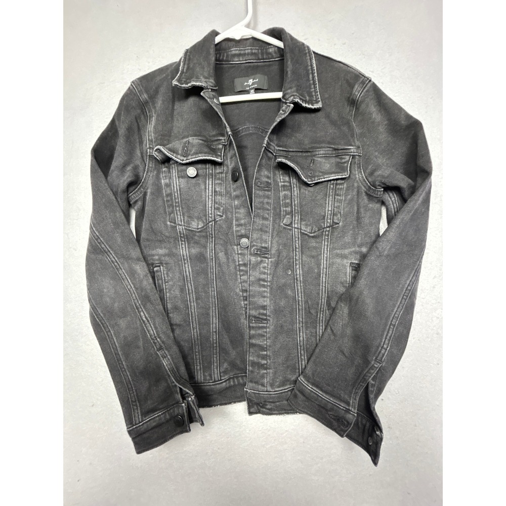7 For All Mankind Denim Jacket Cotton Blend Washed Black XS Mens